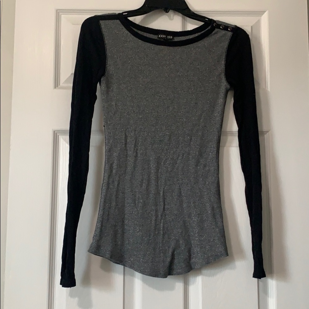 EXPRESS METALLIC AND BLACK THIN LONG SLEEVE